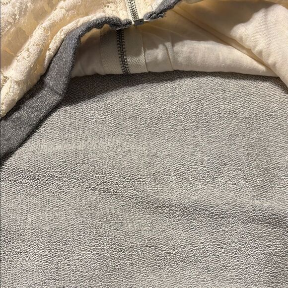 Gray and Cream Lace Zip-Up cardigan/top - Picture 5 of 7
